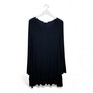 EASEL Dress Scoop Neck Ruffle Hem Black Style #ET2088 - Size L